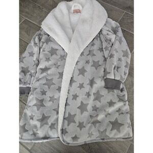 Cozy All Day Berkshire Home Grey Star Sherpa Lined Plush Fleece‎ Robe Medium L